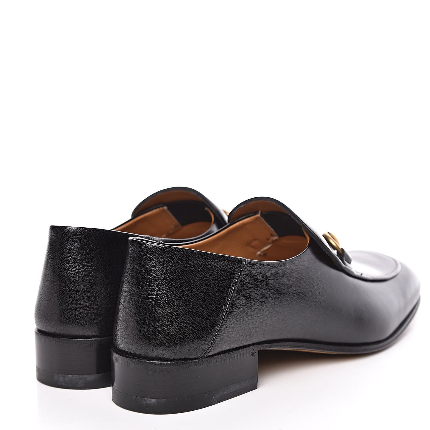 Goatskin Womens Horsebit Mid-Heel Loafers 37.5 Black