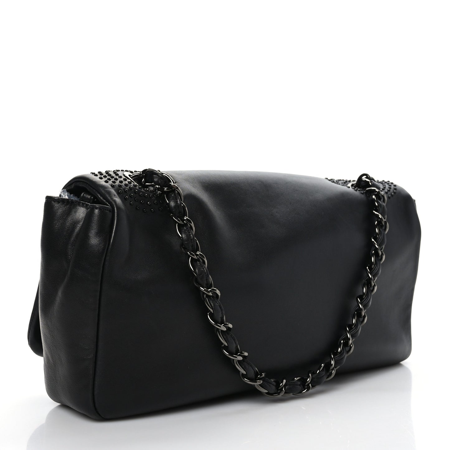 Lambskin Studded CC East West Flap Black