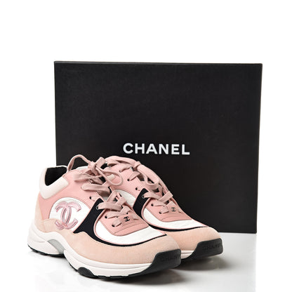 Chanel Nylon Lambskin Suede Calfskin CC Sneakers 39 Pink 8 of 8