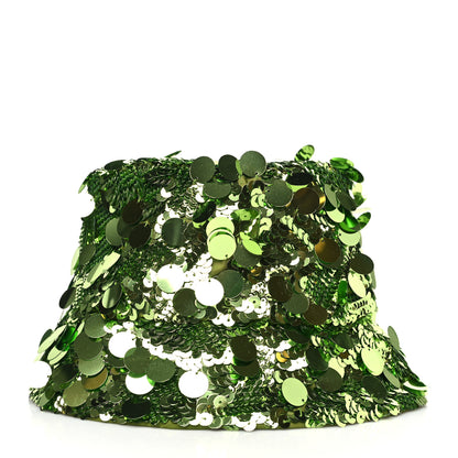 Prada Paillettes Metal Triangle Logo Womens Bucket Hat S Lime 3 of 6