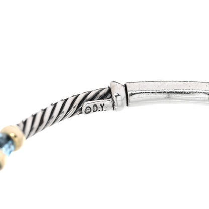 David Yurman Sterling Silver 14K Yellow Gold Blue Topaz 3mm Metro Link Bracelet 4 of 4