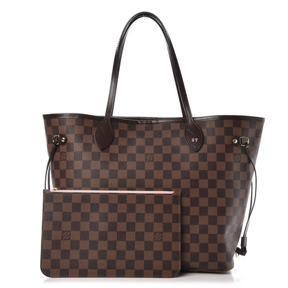 Louis Vuitton Damier Ebene Neo Neverfull MM Rose Ballerine 1 of 10