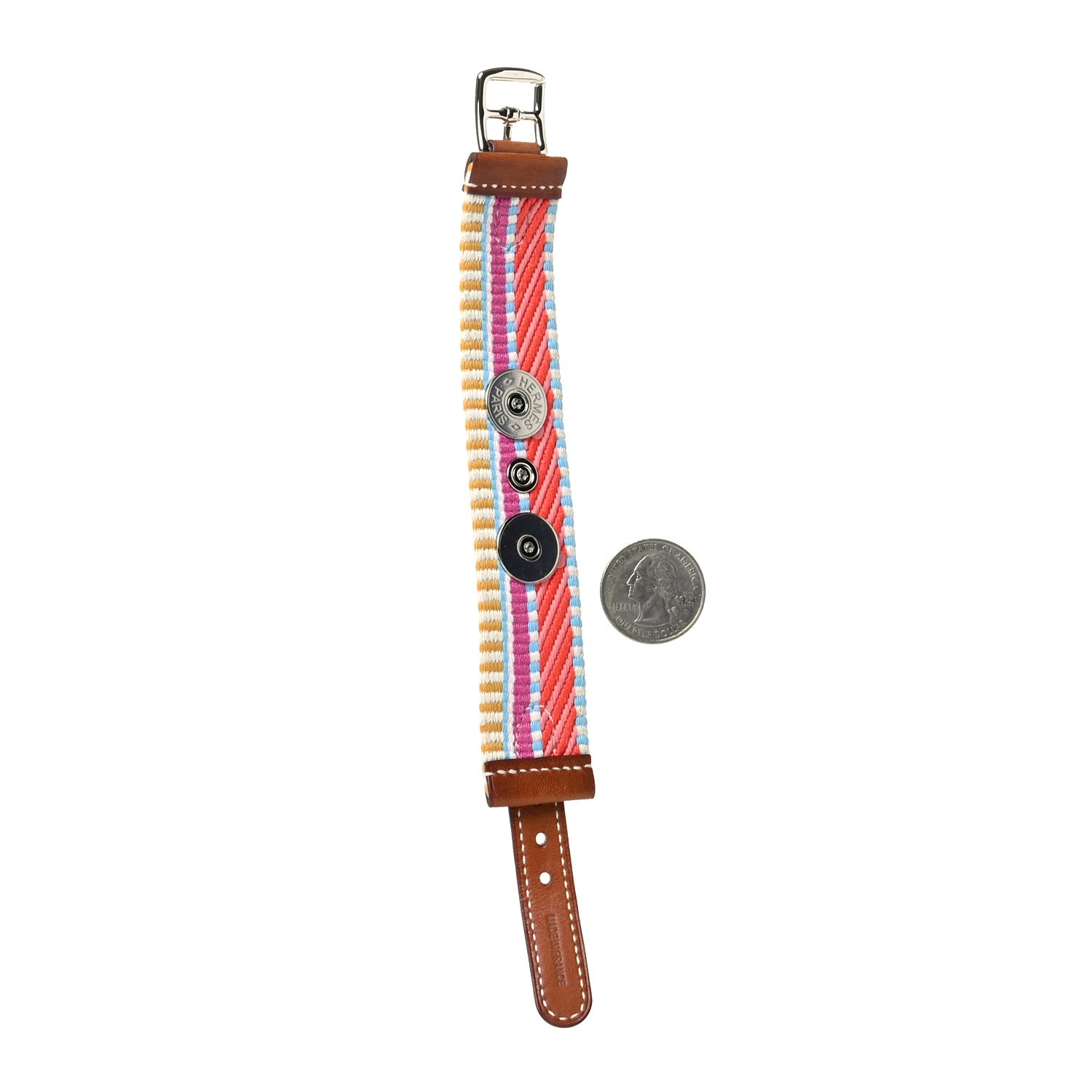 Hermes Toile Barenia Rivale Cavale Bracelet T3 Magnolia Capucine 2 of 5
