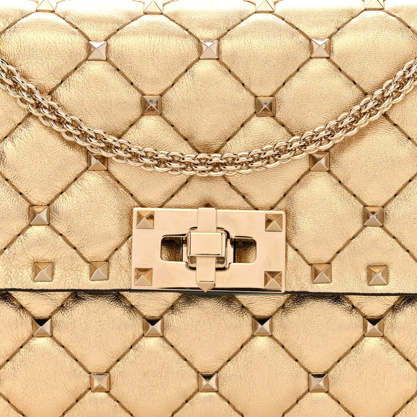 Metallic Nappa Rockstud Spike Wallet on Chain Mekong