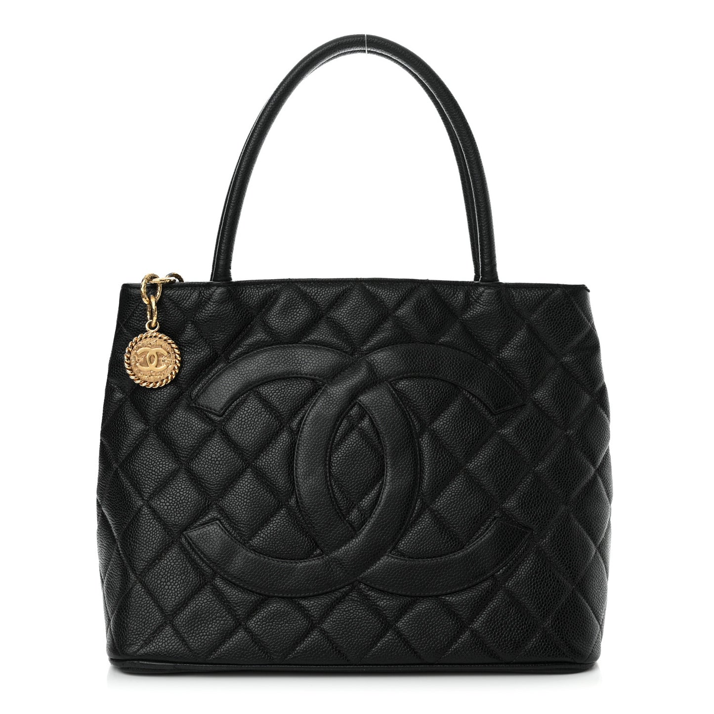 Caviar Quilted Medallion Tote Black