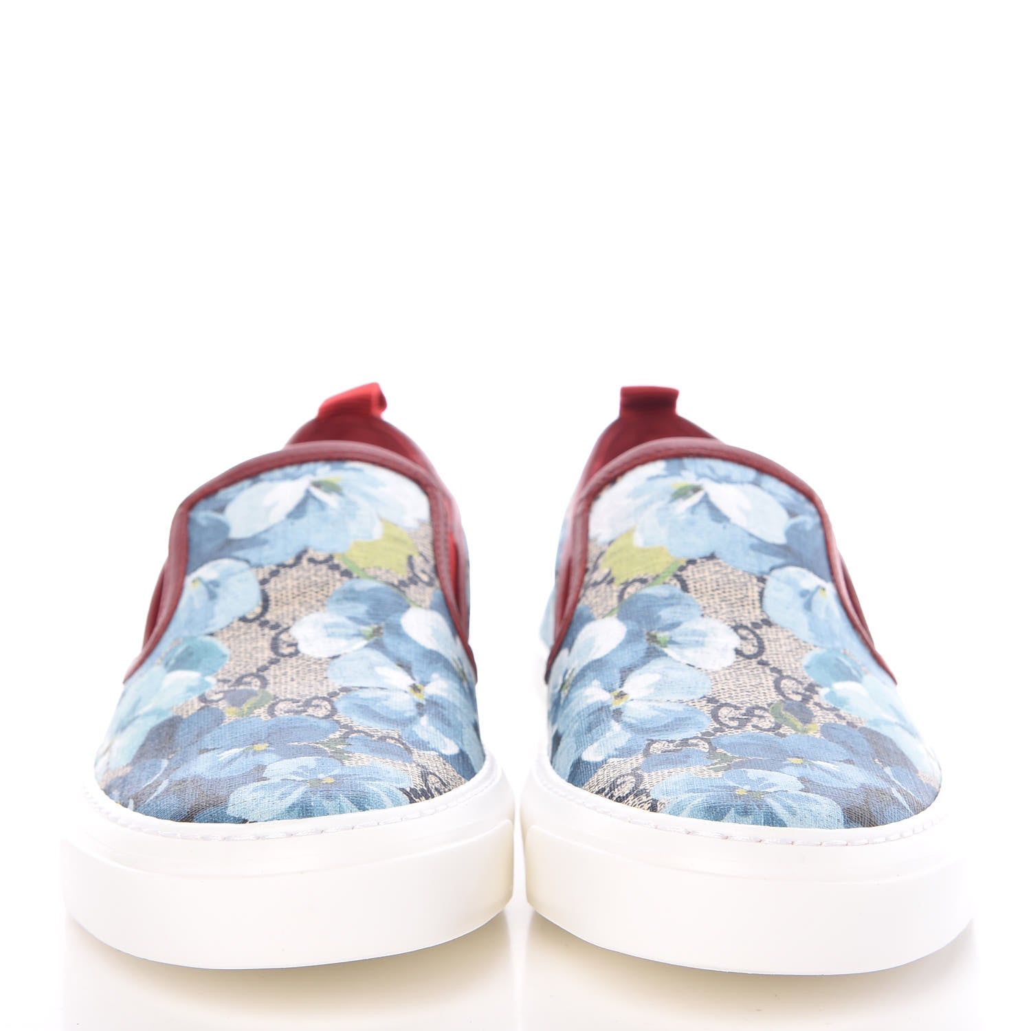 Gucci GG Supreme Monogram Blooms Womens Slip On Sneakers 39 Beige Blue Navy Red 2 of 10