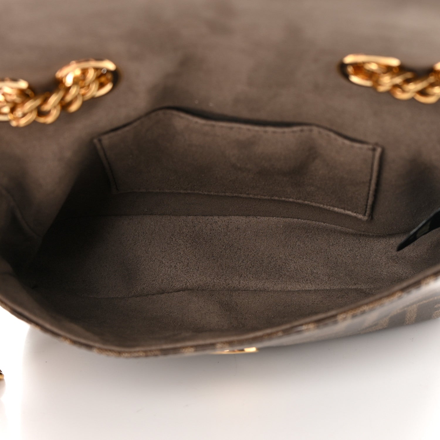 Fendi Glazed Fabric Vitello Century FF 1974 Stamp Patch Mini Double F Crossbody Bag Mogano Panna Black 4 of 10