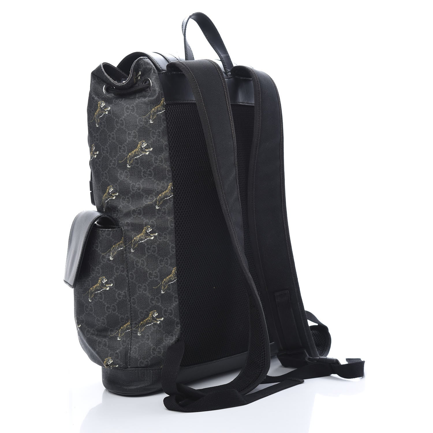 Gucci GG Supreme Monogram Tigers Double Buckle Backpack Black Multicolor 2 of 20