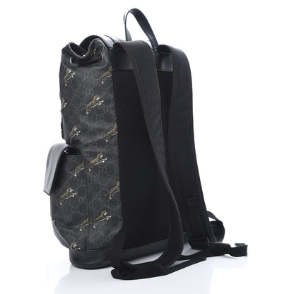 Gucci GG Supreme Monogram Tigers Double Buckle Backpack Black Multicolor 2 of 20