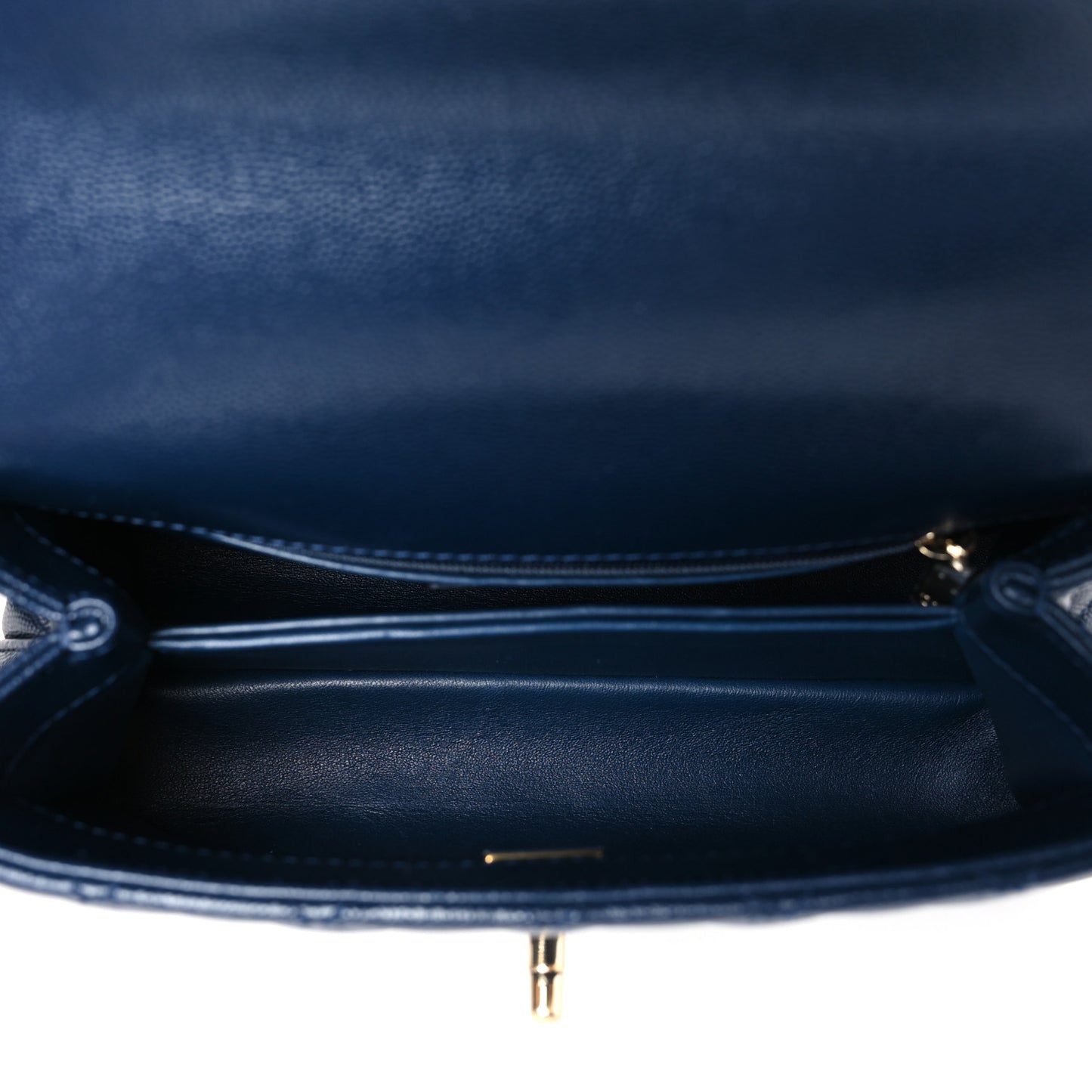 Caviar Quilted Lizard Embossed Mini Coco Handle Flap Navy Blue