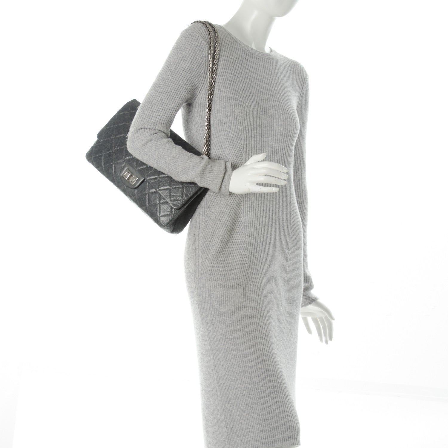 Chanel Aged Calfskin Quilted 50th Anniversary 2.55 Reissue 227 Flap Grey 2 of 7