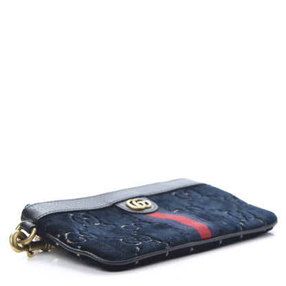 Gucci Velvet GG Monogram Textured Calfskin Web Smartphone Case Blue Beige Black 4 of 8