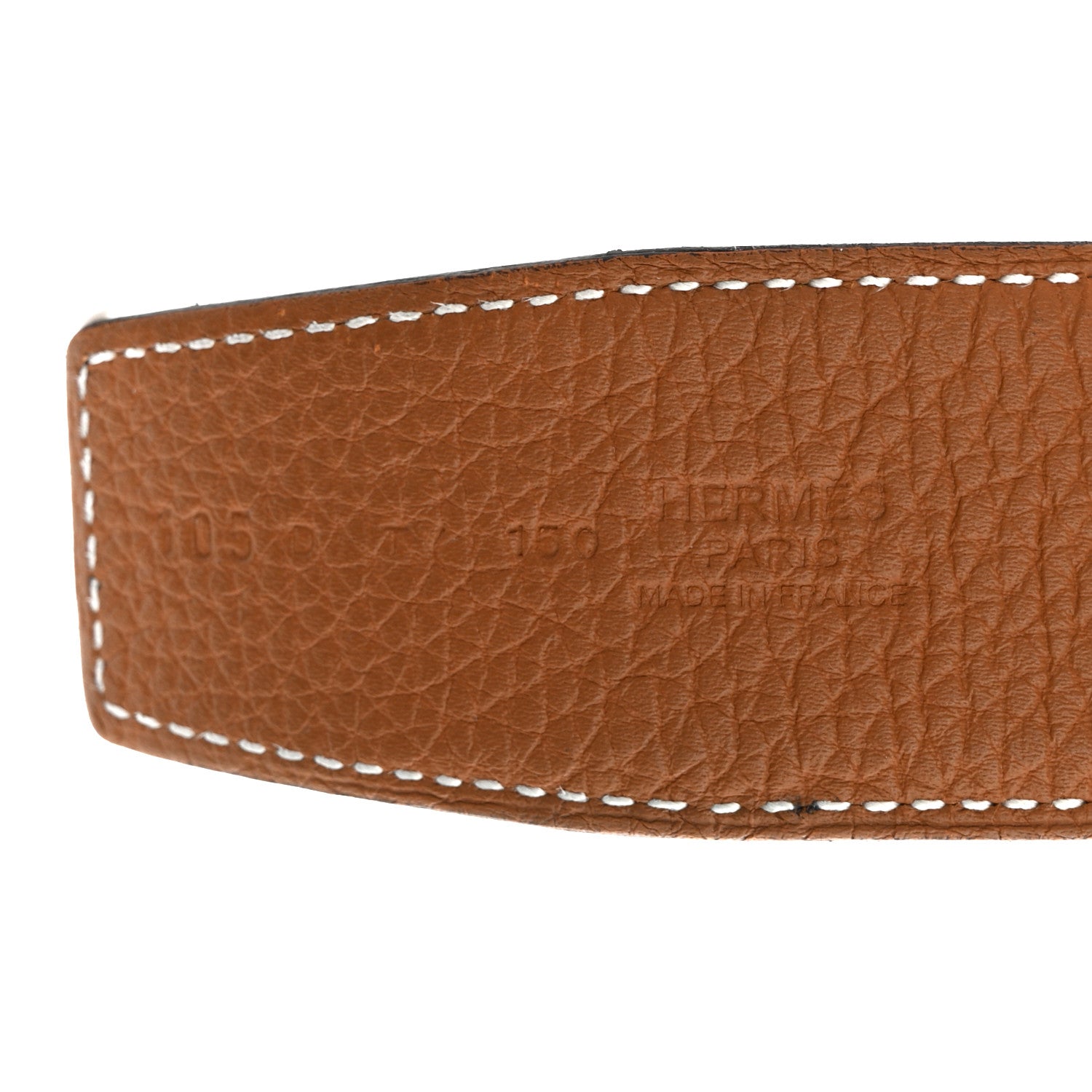 Hermes Box Togo Domino Belt 105 42 Black Gold 3 of 5