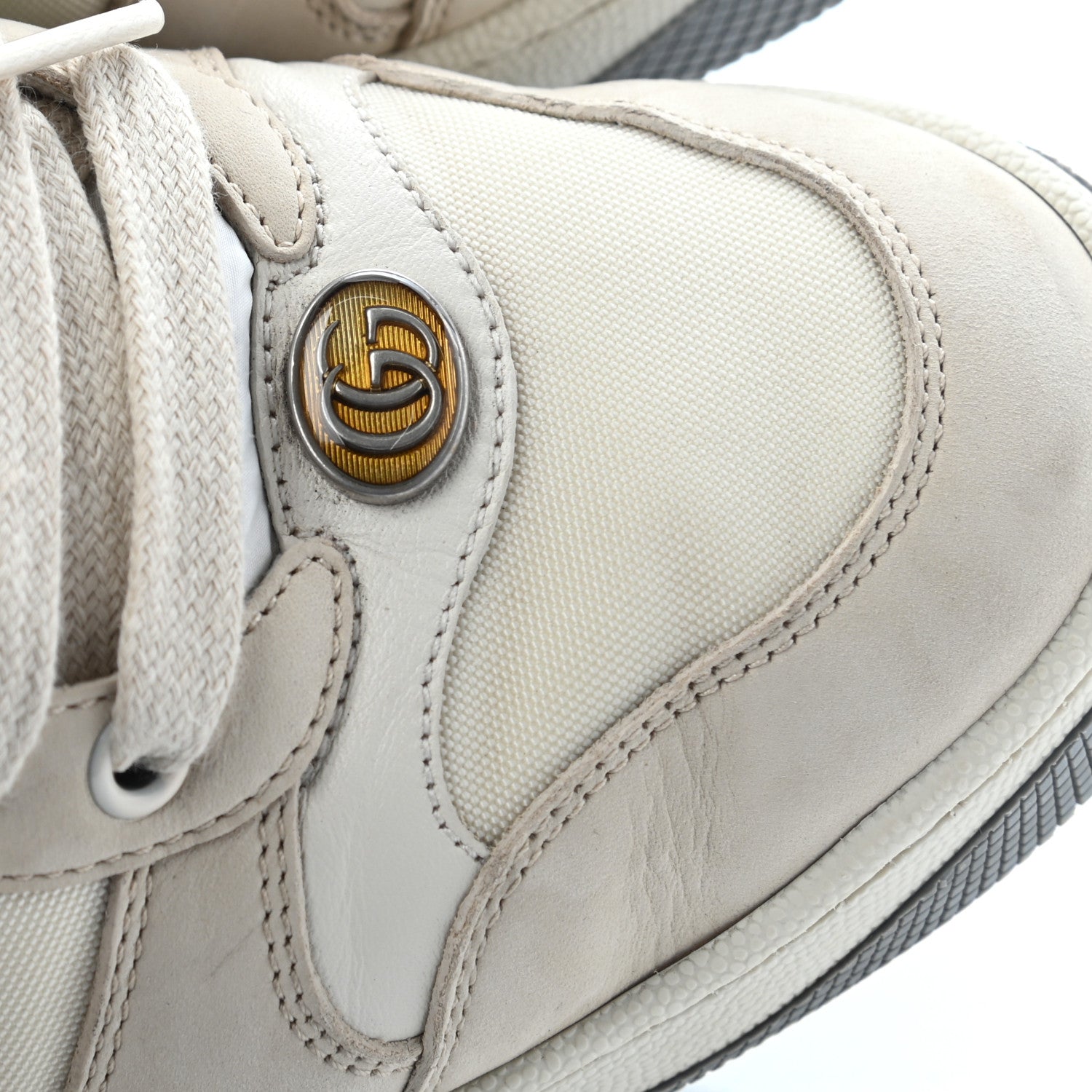 Gucci Nylon Nubuck Web Womens Screener Sneakers 38.5 Mystic White Dusty Milk 18 of 23