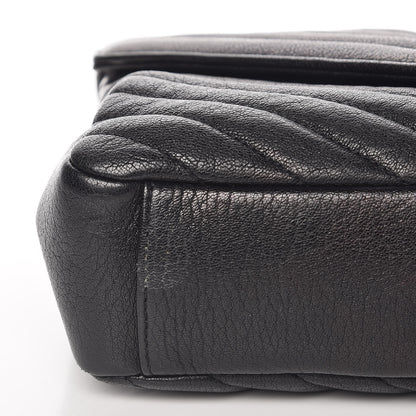 Saint Laurent Sheepskin Matelasse Chevron Monogram Medium College Bag Black 13 of 14