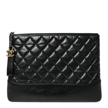 Chanel Aged Calfskin Quilted Medium Gabrielle Cosmetic Case Black 1 of 10