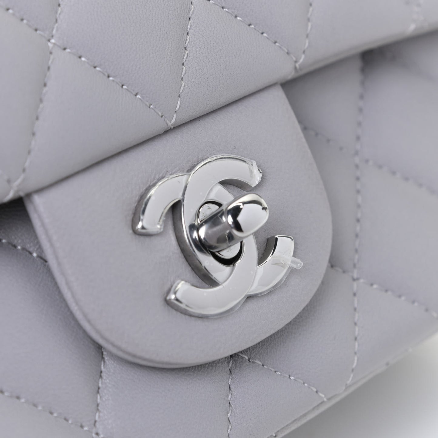 Lambskin Quilted Mini Rectangular Flap Grey