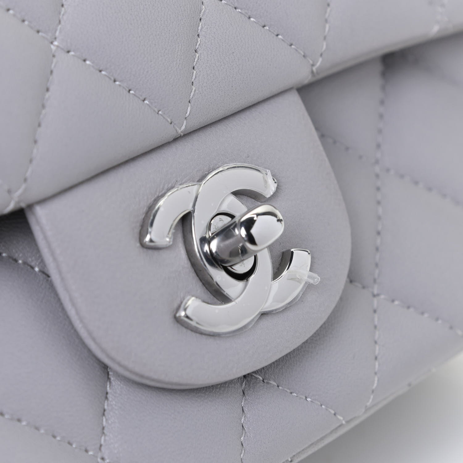 Chanel Lambskin Quilted Mini Rectangular Flap Grey 10 of 11