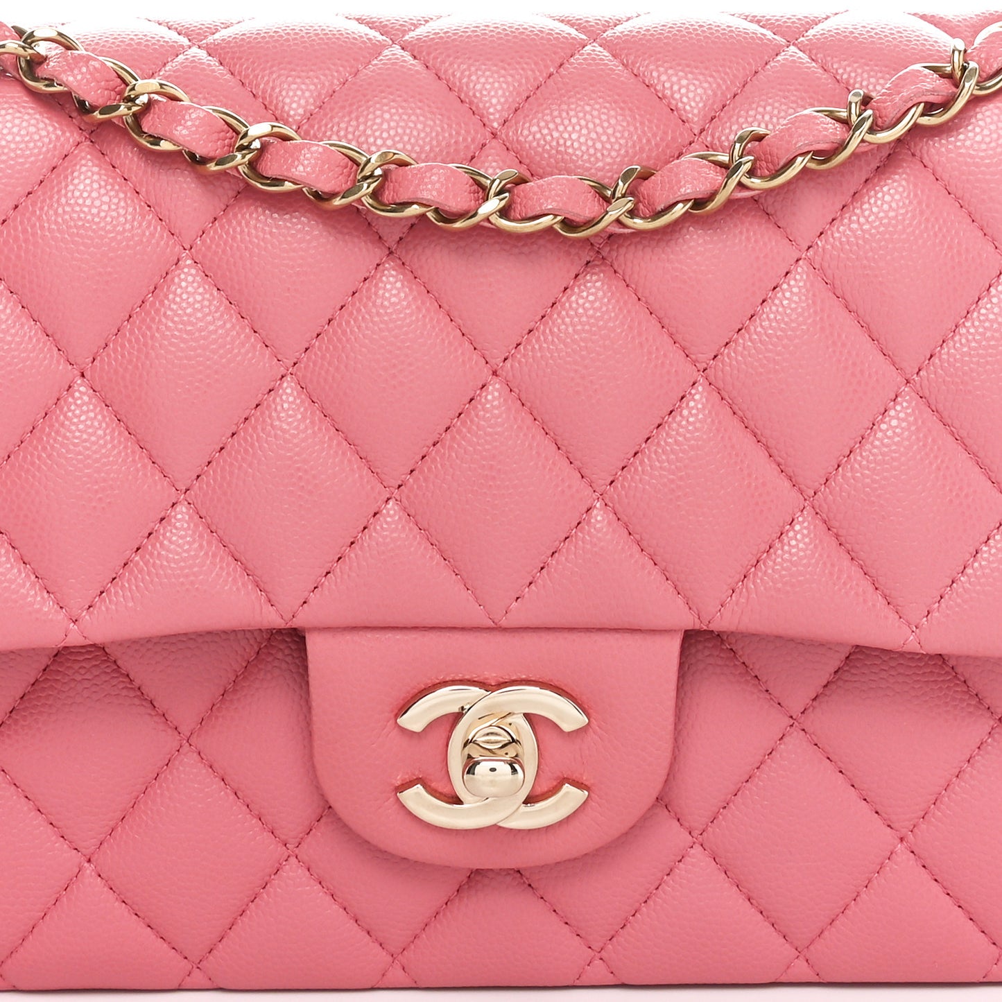 Caviar Quilted Medium Double Flap Pink