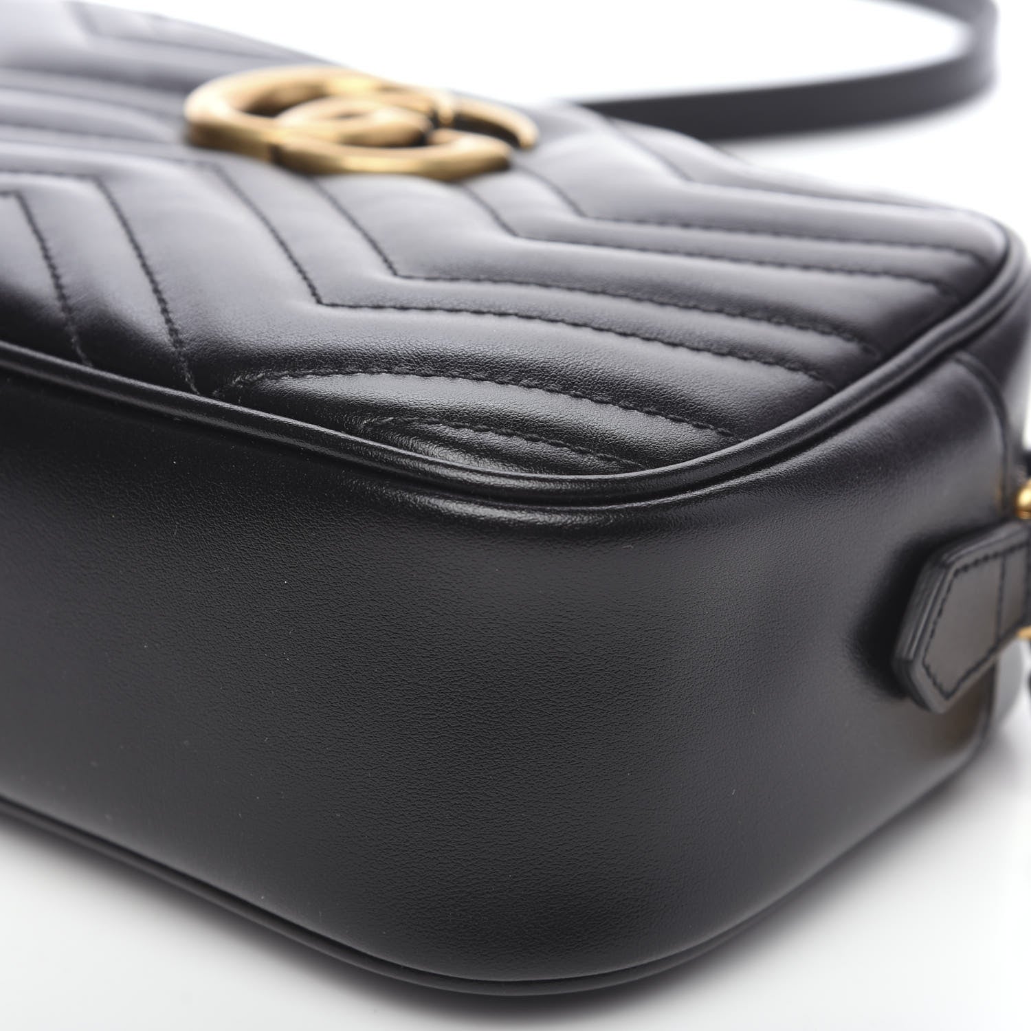 Gucci Calfskin Matelasse Small GG Marmont Chain Shoulder Bag Black 9 of 9