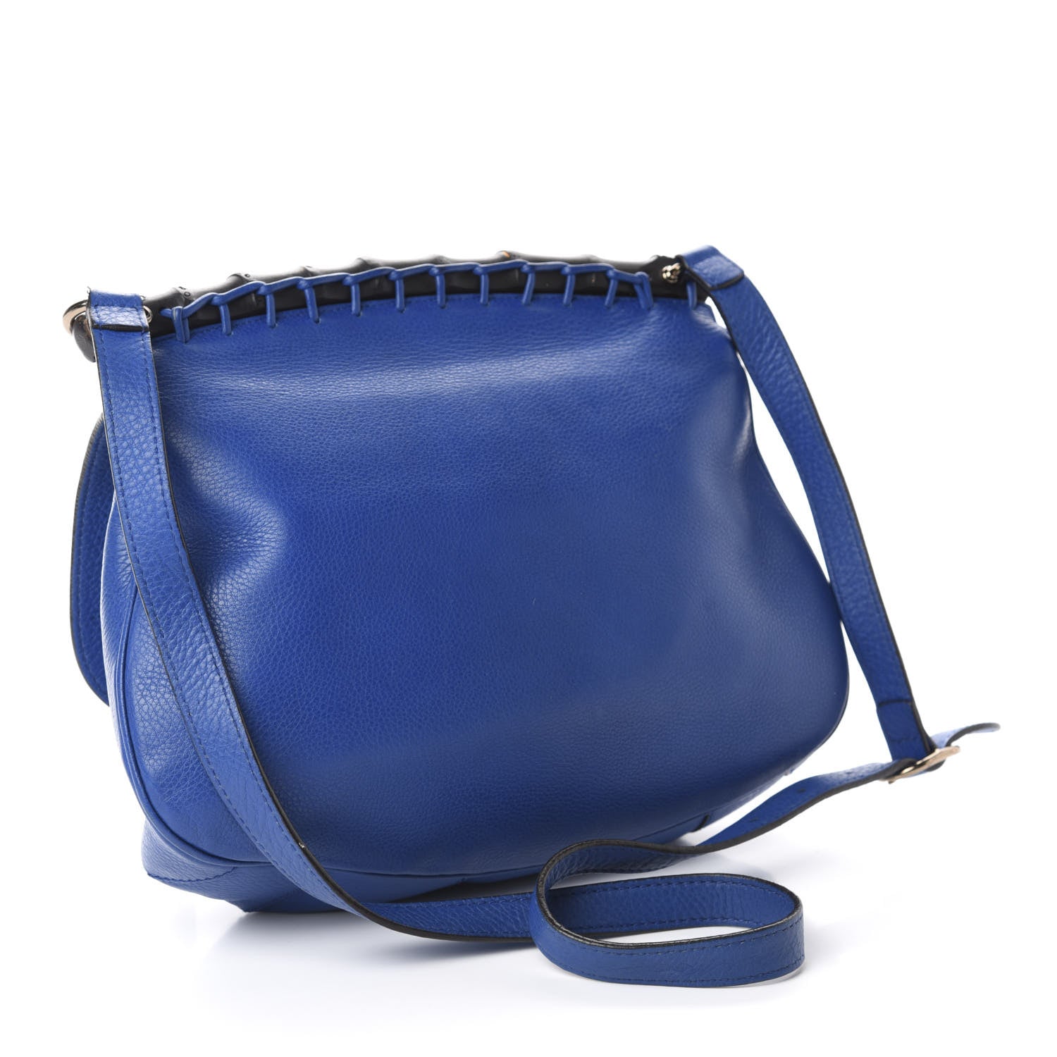 Gucci Calfskin Medium Nouveau Fringe Shoulder Bag Blue 3 of 16