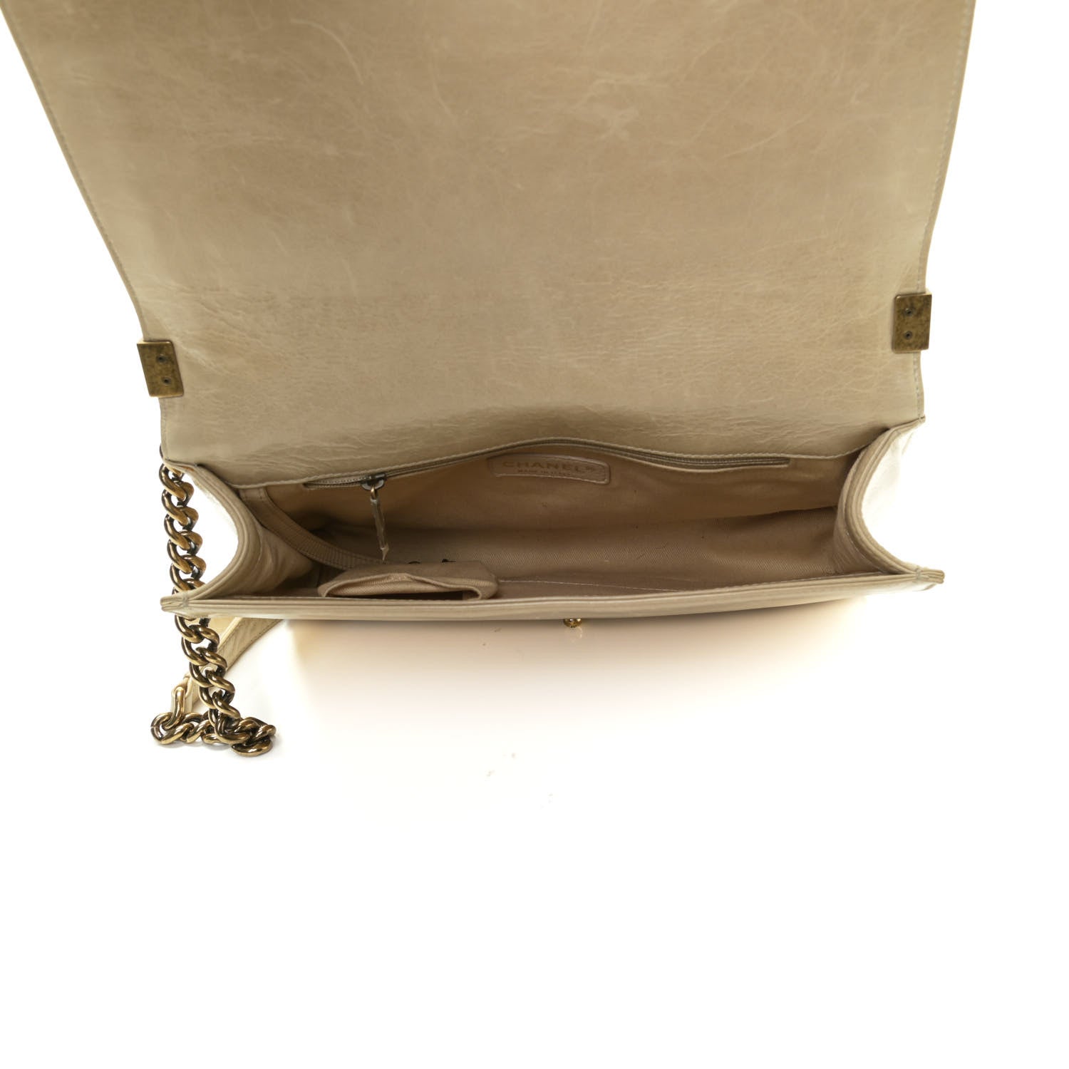 Chanel Glazed Calfskin Quilted Large Boy Flap Beige 4 of 12