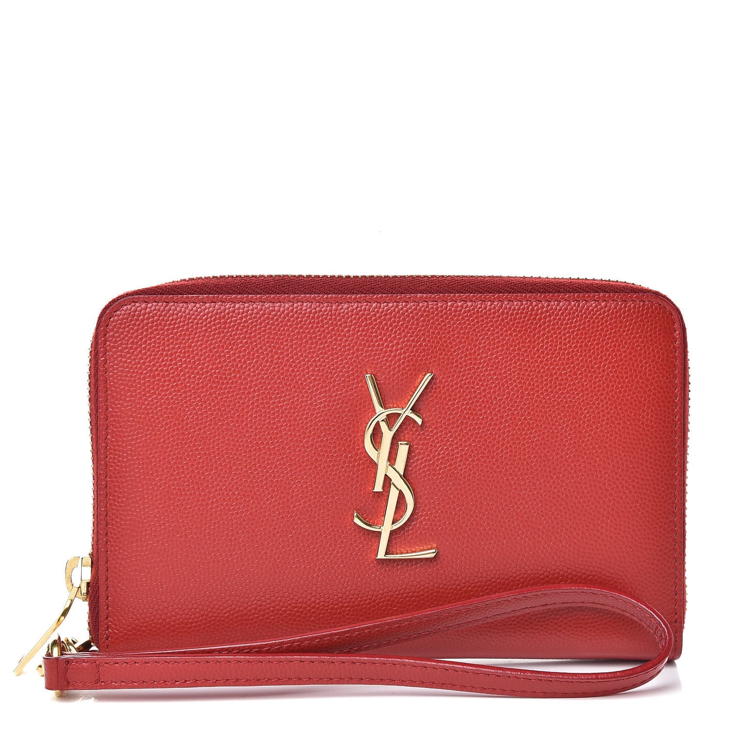 Grain De Poudre Monogram Smartphone Zip Around Wristlet Wallet Red