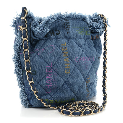 Chanel Denim Quilted Small Mood Bucket With Chain Blue Multicolor 3 of 9