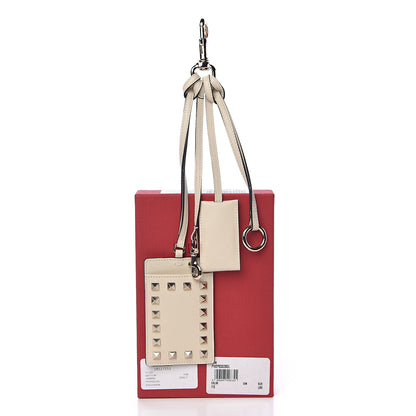 Valentino Garavani Vitello Rockstud Card Holder Keychain Ivory 7 of 7