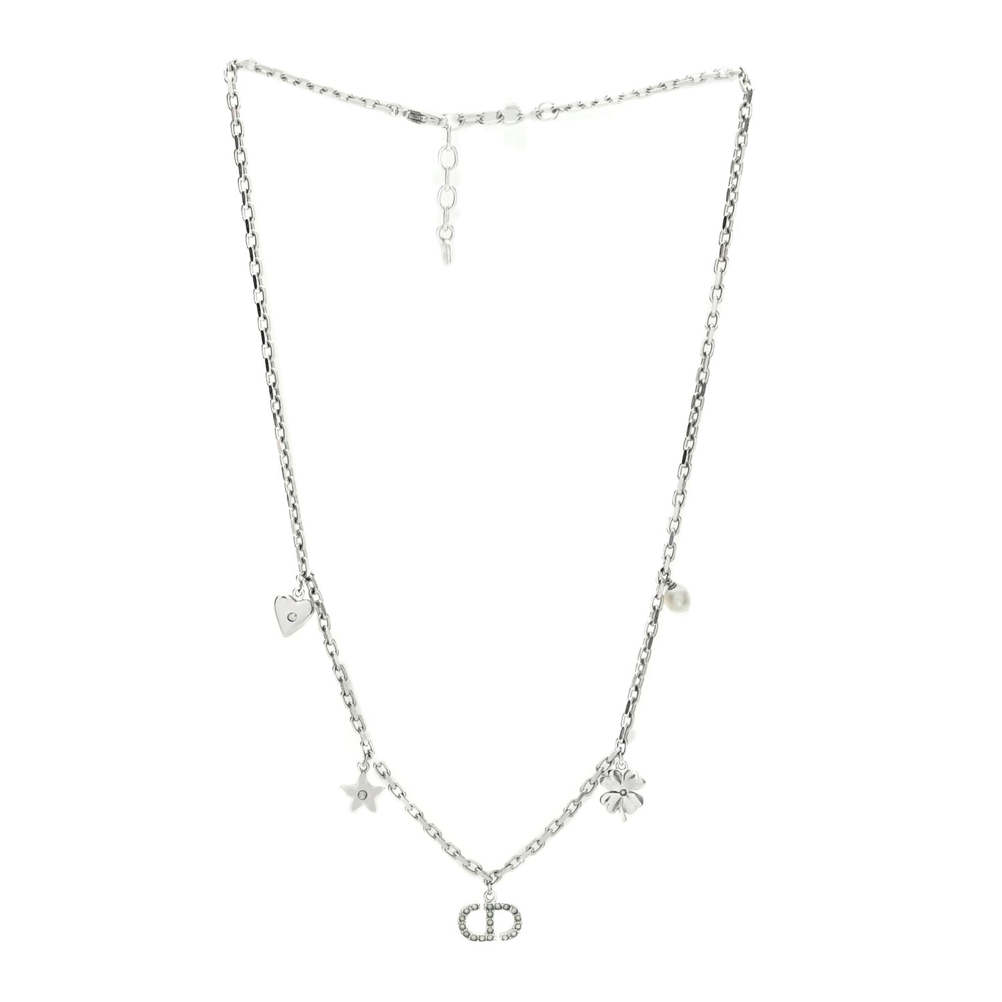 Crystal Petit CD Lucky Charms Necklace Silver