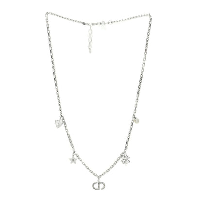Christian Dior Crystal Petit CD Lucky Charms Necklace Silver 3 of 4