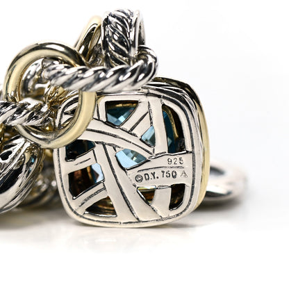 David Yurman Sterling Silver 18K Yellow Gold Diamond Blue Topaz Turquoise 25th Anniversary Charm Bracelet 4 of 8