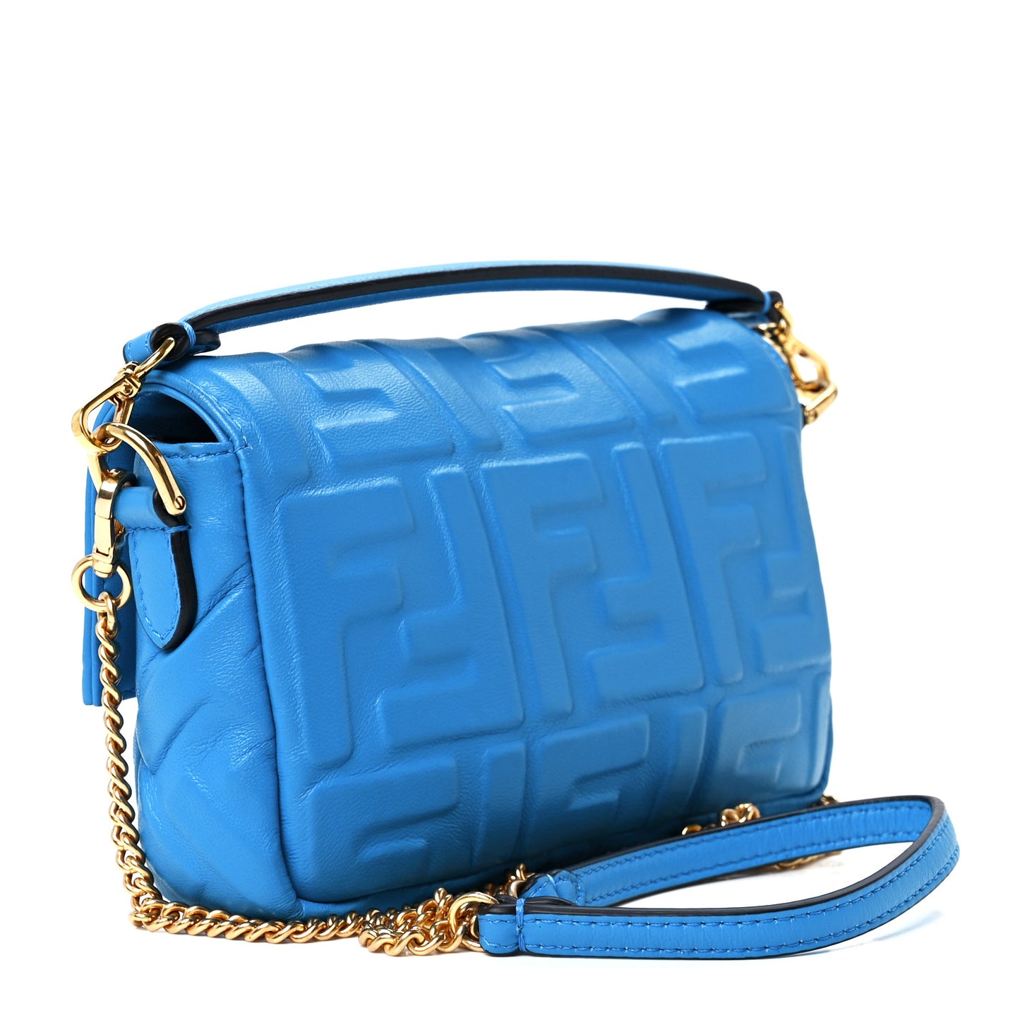 Nappa FF 1974 Embossed Mini Baguette Blue Royal