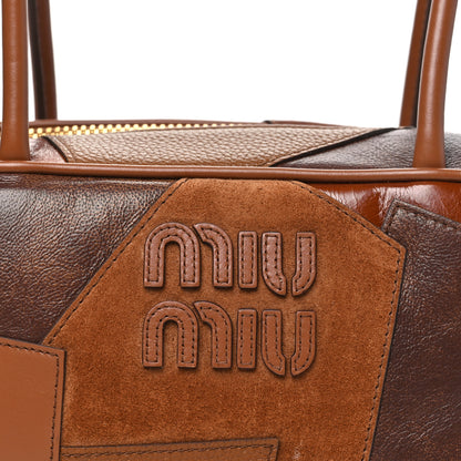 Miu Miu Nappa Patchwork Small Beau Top Handle Bag Cognac 7 of 9