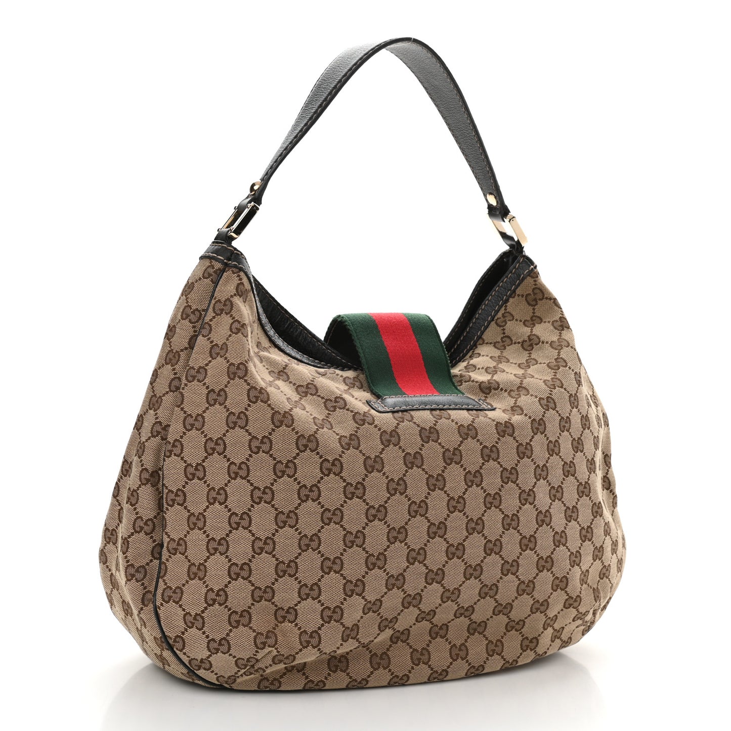 Monogram Large New Ladies Web Hobo Dark Brown