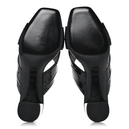 Saint Laurent Crocodile Embossed Calfskin LouLou Mule Sandals 37 Black 5 of 9