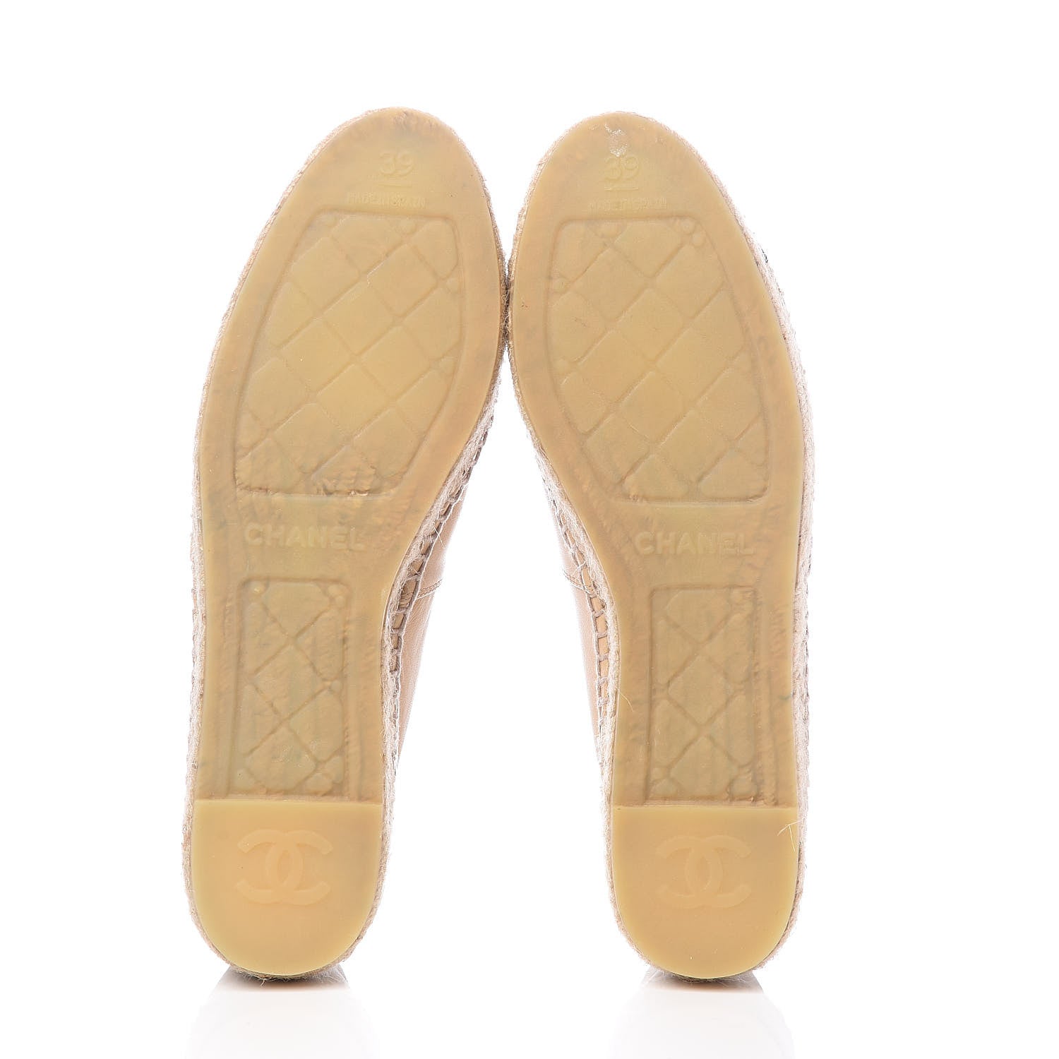 Chanel Lambskin CC Espadrilles 39 Beige Black 5 of 10