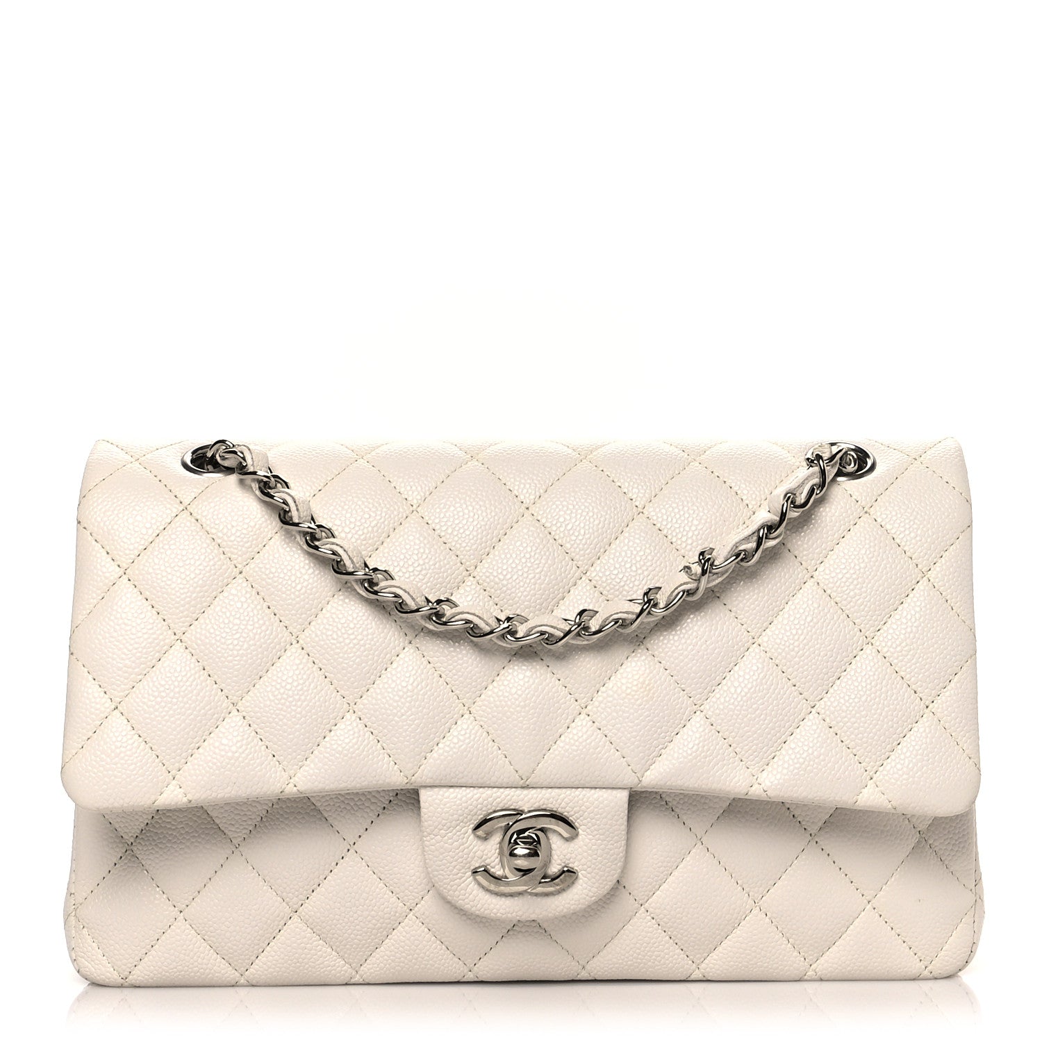 Chanel Caviar Quilted Medium Double Flap White 1 of 10