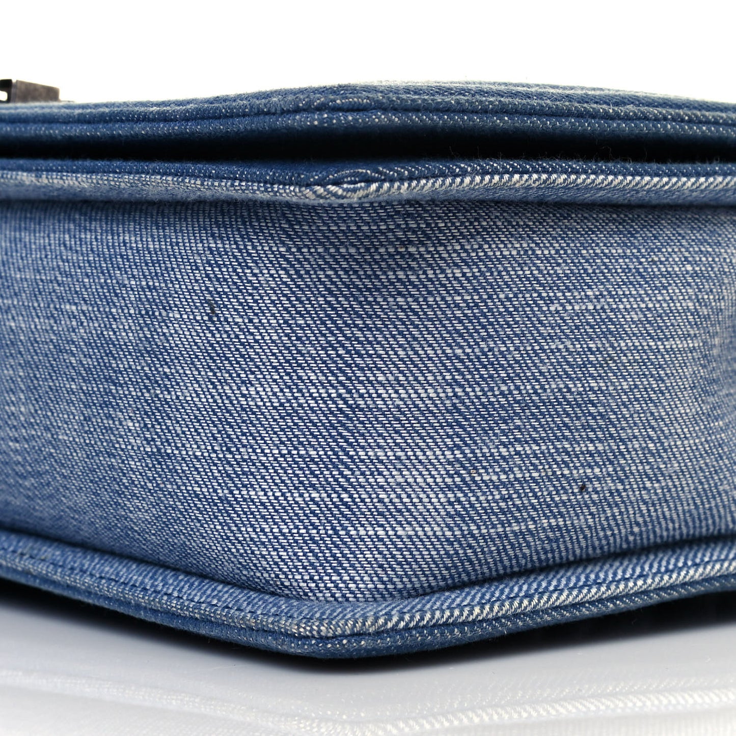 Denim Chevron Quilted Medium Boy Flap Blue