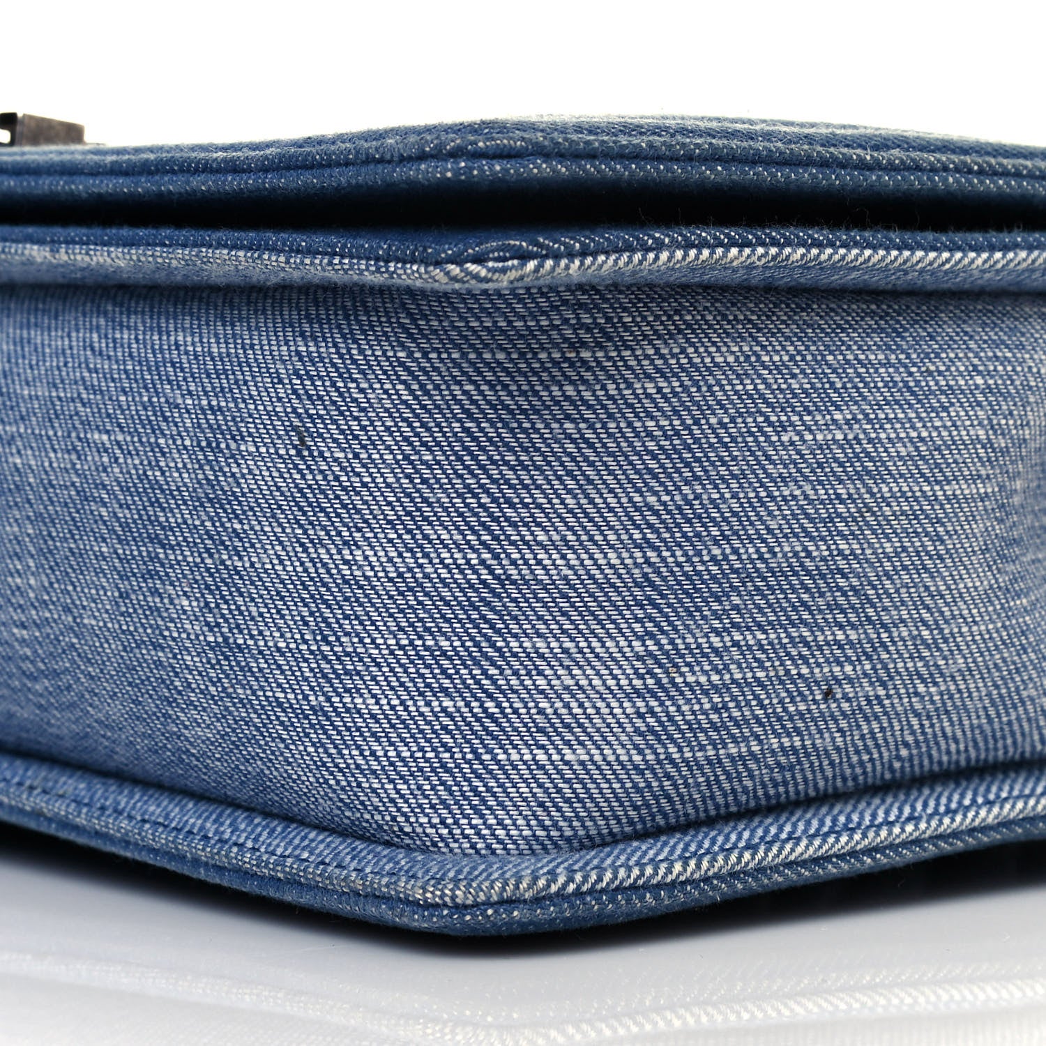 Chanel Denim Chevron Quilted Medium Boy Flap Blue 10 of 11