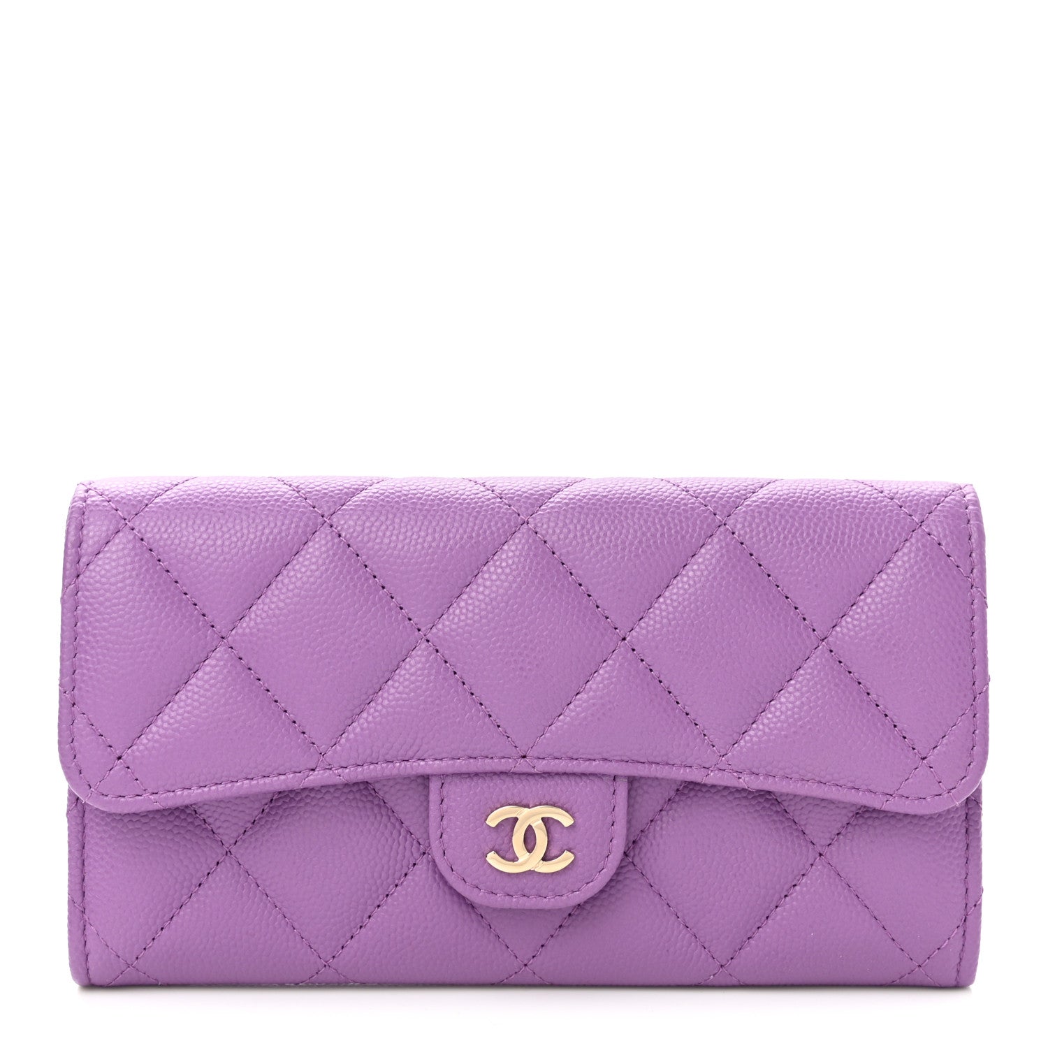Chanel Caviar Quilted Medium Gusset Flap Wallet Purple 1 of 9