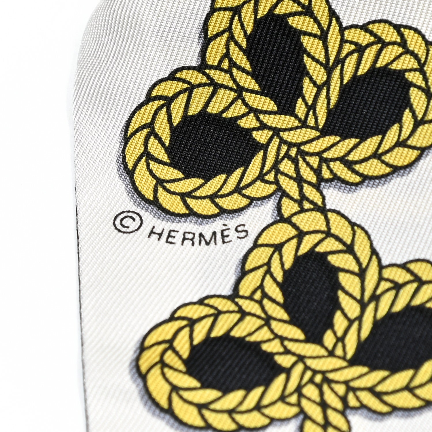 Hermes Silk Galons Et Brandebourg Twilly Black Gold White 3 of 4