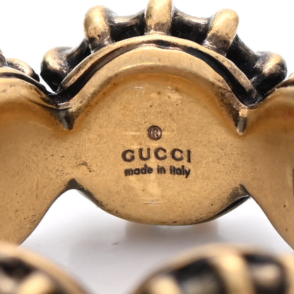 Gucci Tigerhead Crystal Ring 53 6.25 Aged Gold Multicolor 4 of 7