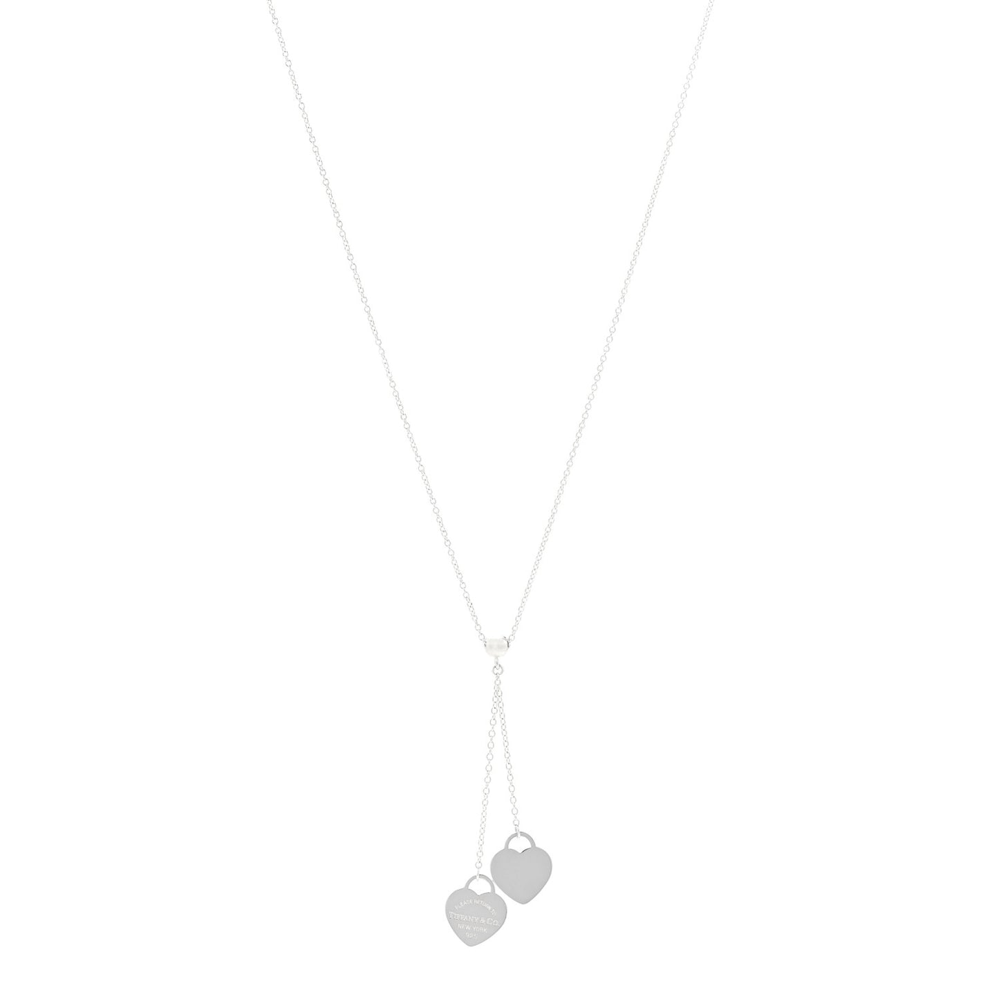 Sterling Silver Return to Tiffany Double Heart Drop Necklace