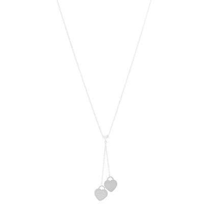 Tiffany Sterling Silver Return to Tiffany Double Heart Drop Necklace 1 of 6