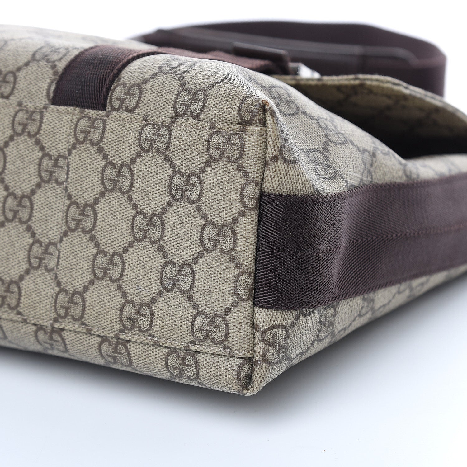 Gucci GG Plus Monogram Large Double Buckle Flap Messenger Bag Beige Dark Brown 9 of 9