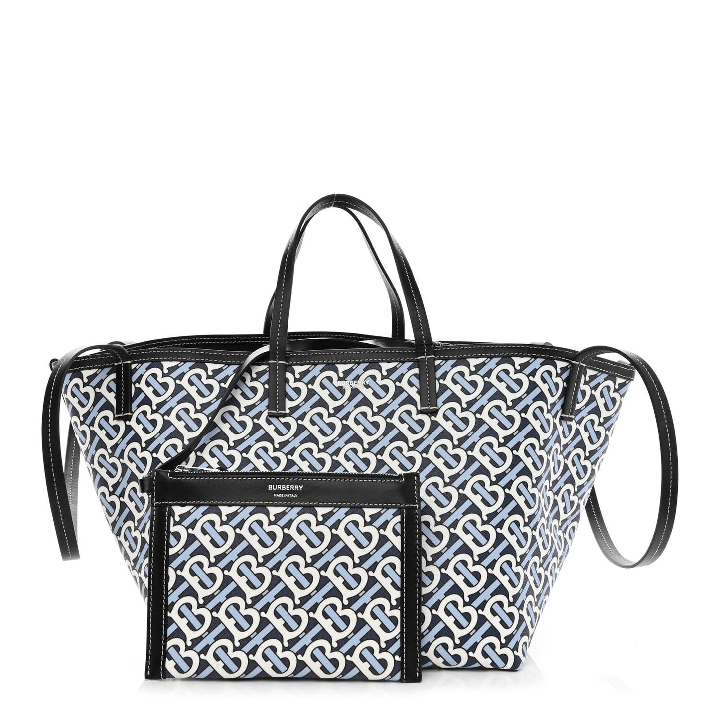 Cotton Canvas Monogram TB Print Tote Cobalt Black