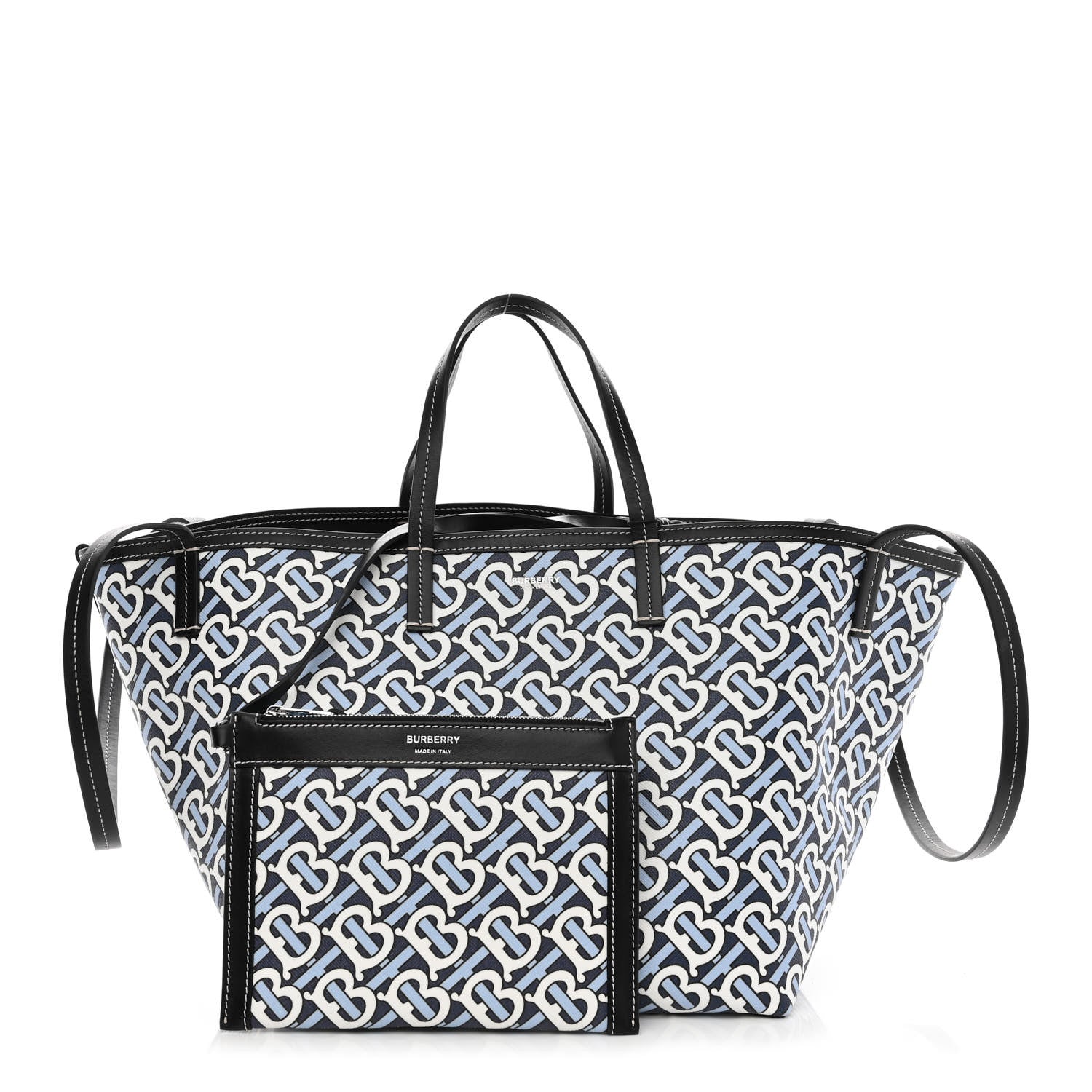 Burberry Cotton Canvas Monogram TB Print Tote Cobalt Black 1 of 14