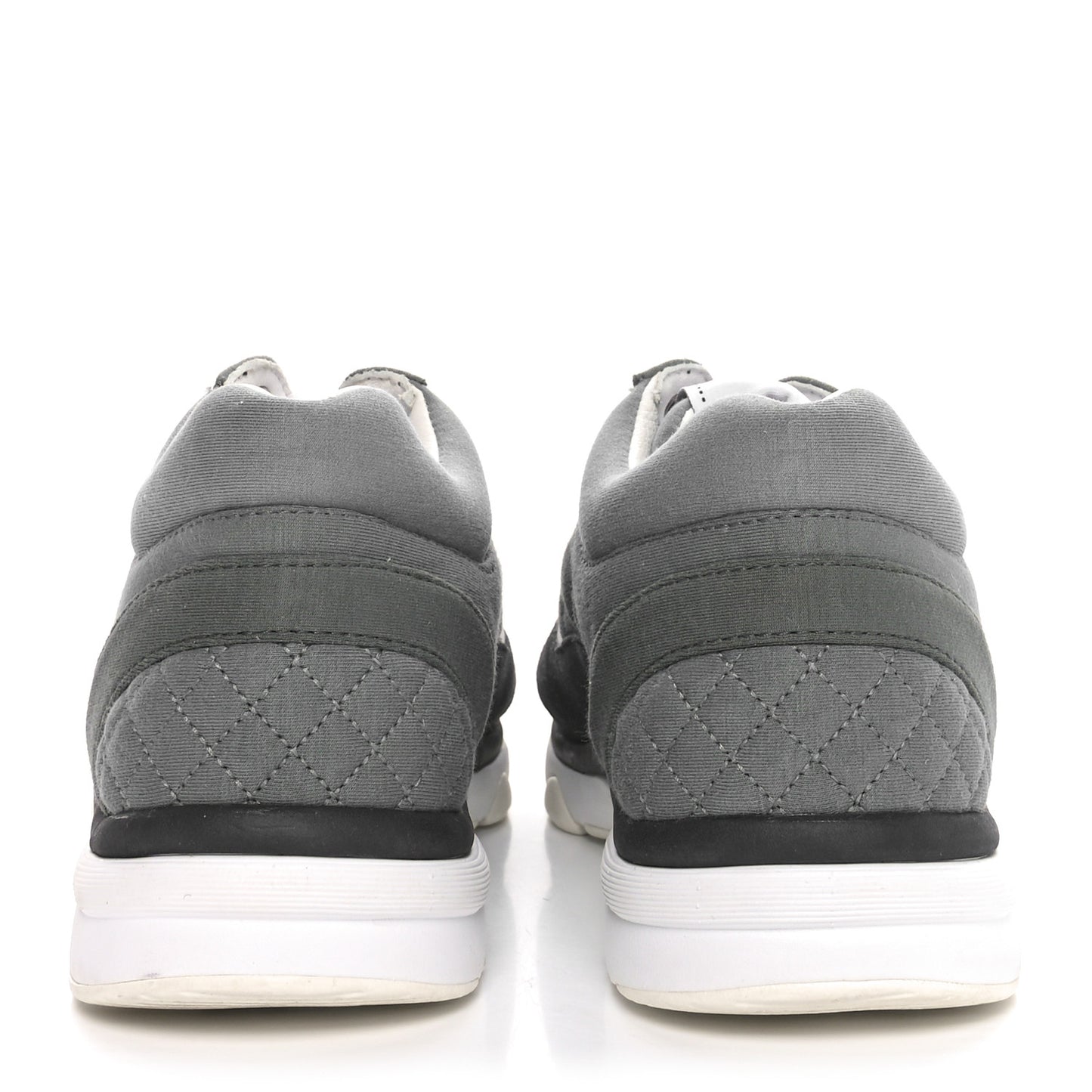 Fabric Suede Calfskin Quilted CC Sneakers 36 Dark Grey