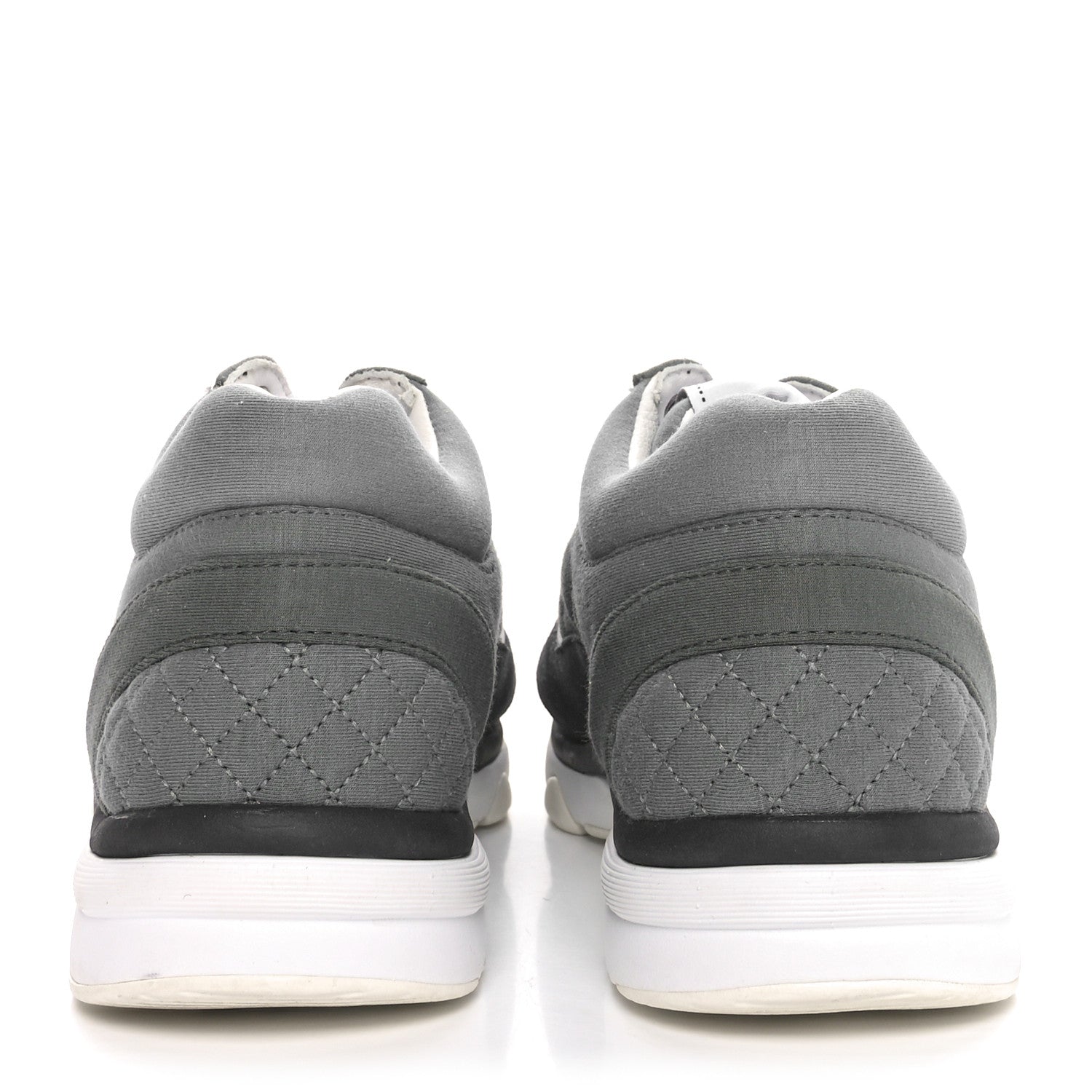 Chanel Fabric Suede Calfskin Quilted CC Sneakers 36 Dark Grey 6 of 9